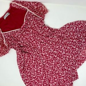 UO red floral romper